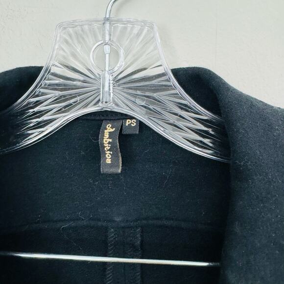 Ambition Black Button Up Pea Coat Women’s Size Small Petite - Picture 2 of 7